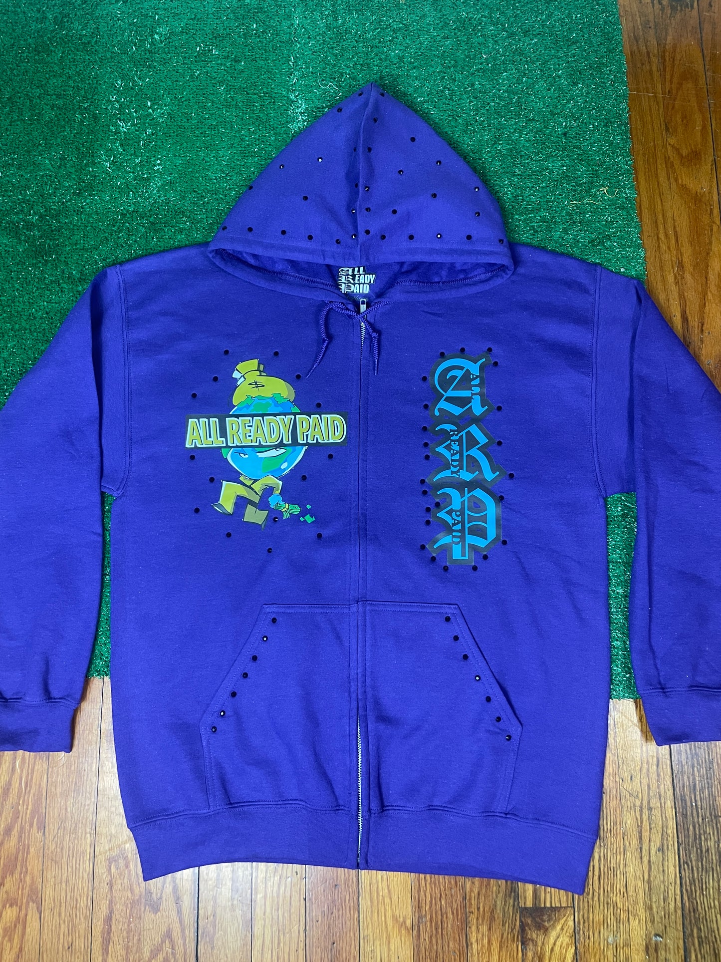 Purple black stones “Zone”Zip-Up Hoodie