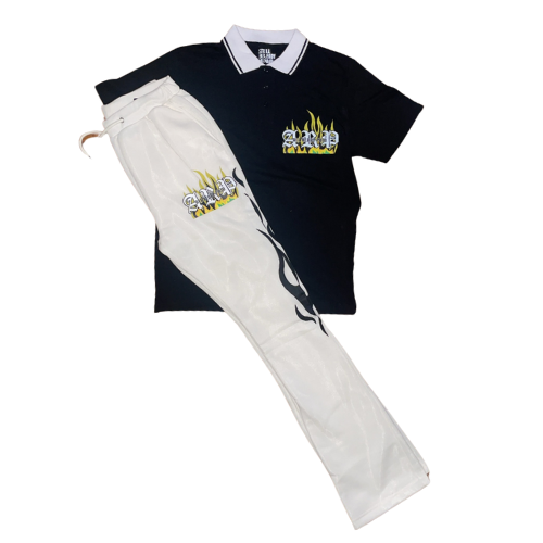 Men Green Cream Flare