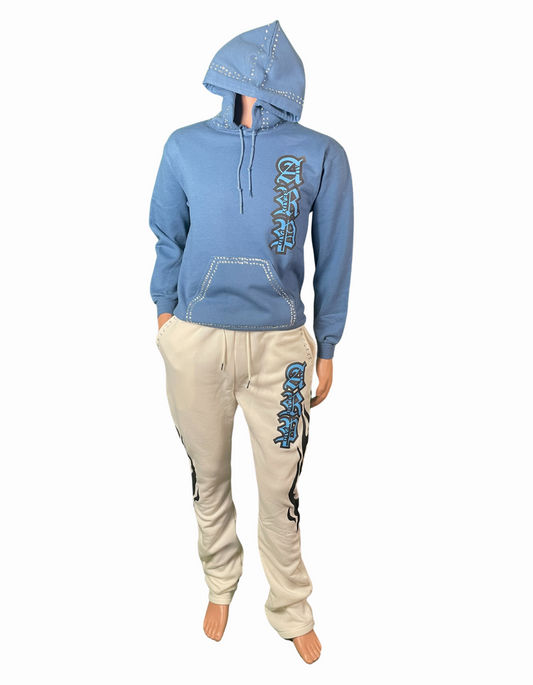 "Beige Flare Rhinestone Sweats"