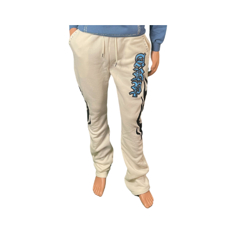 "Beige Flare Rhinestone Sweats"